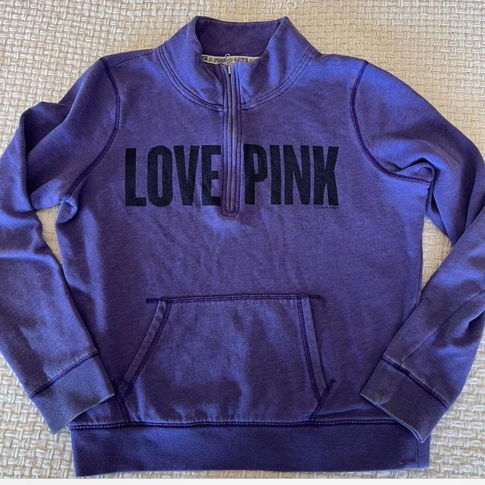 Victoria's Secret Purple LOVE PINK Half-Zip Sweatshirt